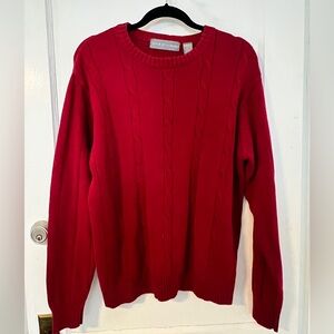 Oscar de la Renta Red Cable-Knit Sweater
